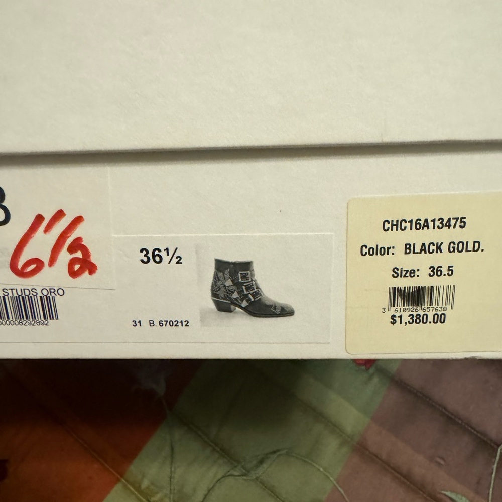 Chloe Black Gold Ankle Boots